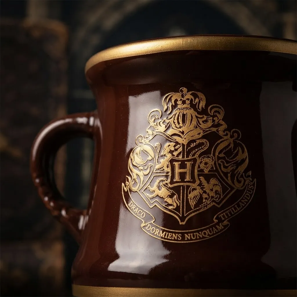 CANECA FORMATO 3D 350ML POCAO HOGWARTS DOURADA